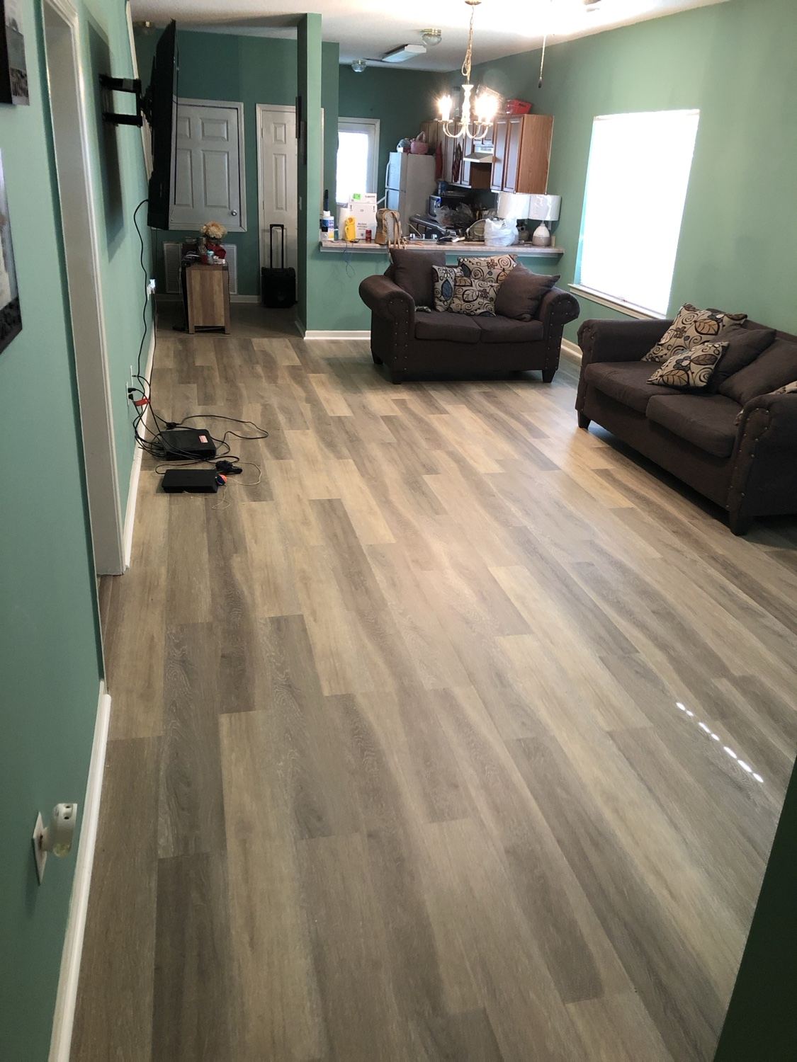 New plank flooring in living room