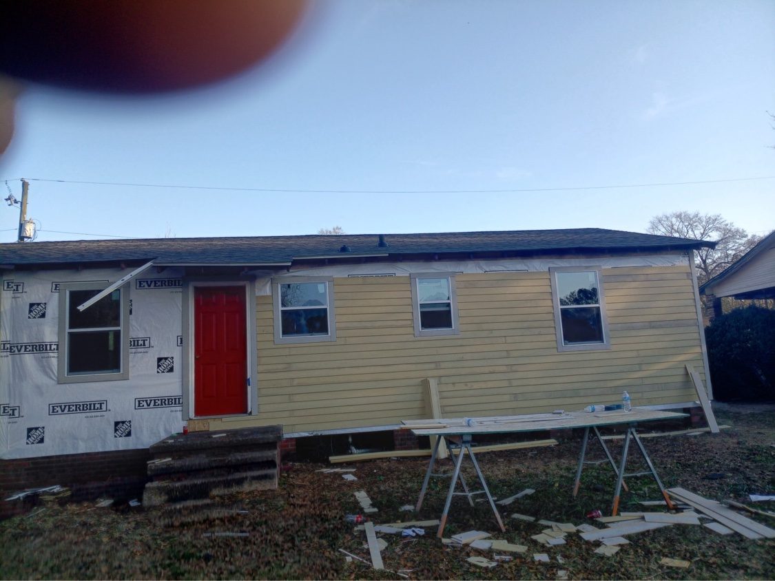 Siding in progress